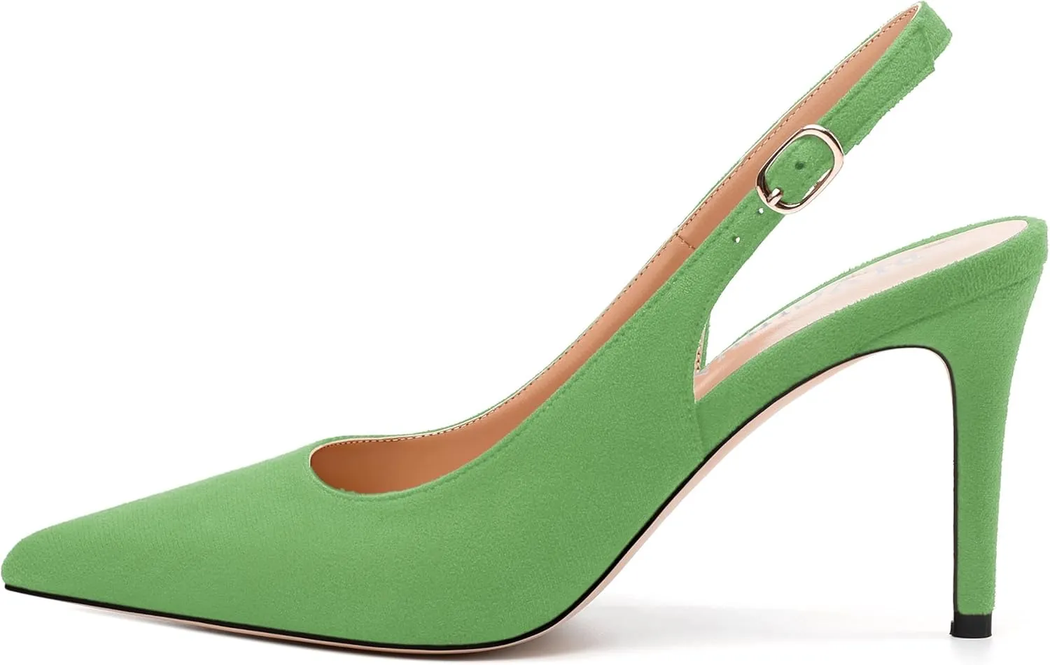 Womens High Heels Fashion Pointed Toe Buckle Slingback Pumps Solid Suede Shoes for Women