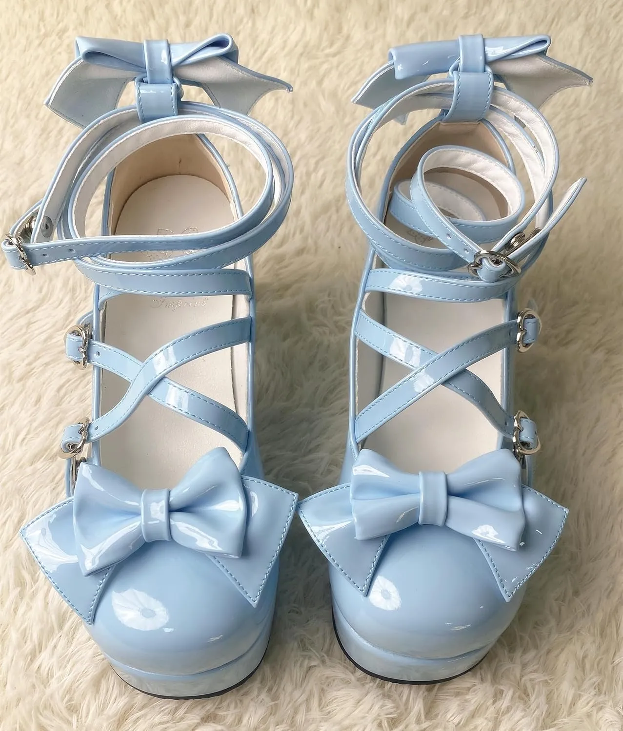 Women's Lolita Party Shoes Criss Cross Strappy High Heels Platform Pumps