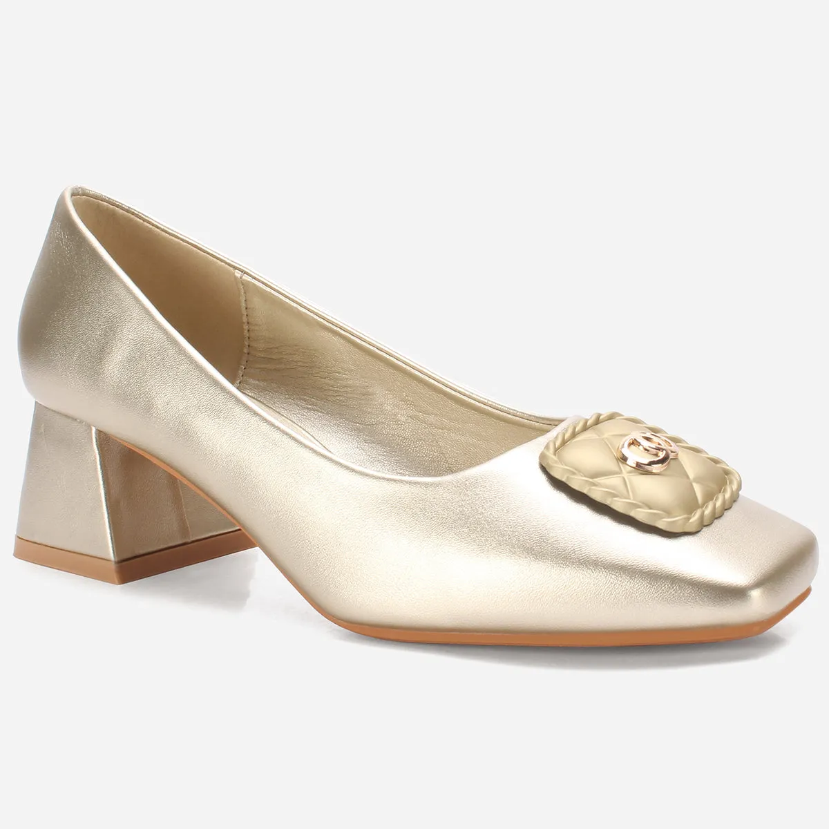 Women's "ARNA" Square Toe Block Heel Courts
