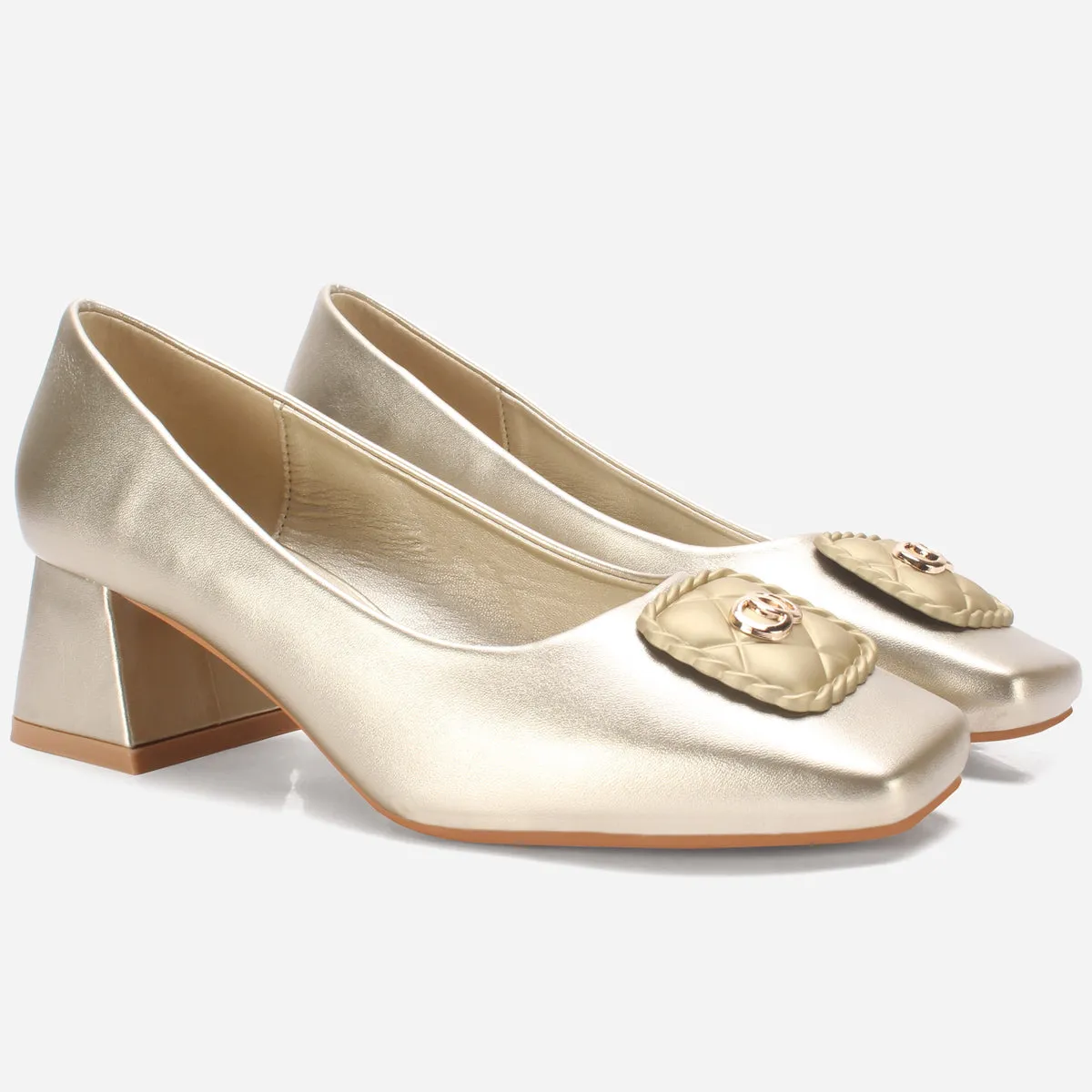 Women's "ARNA" Square Toe Block Heel Courts