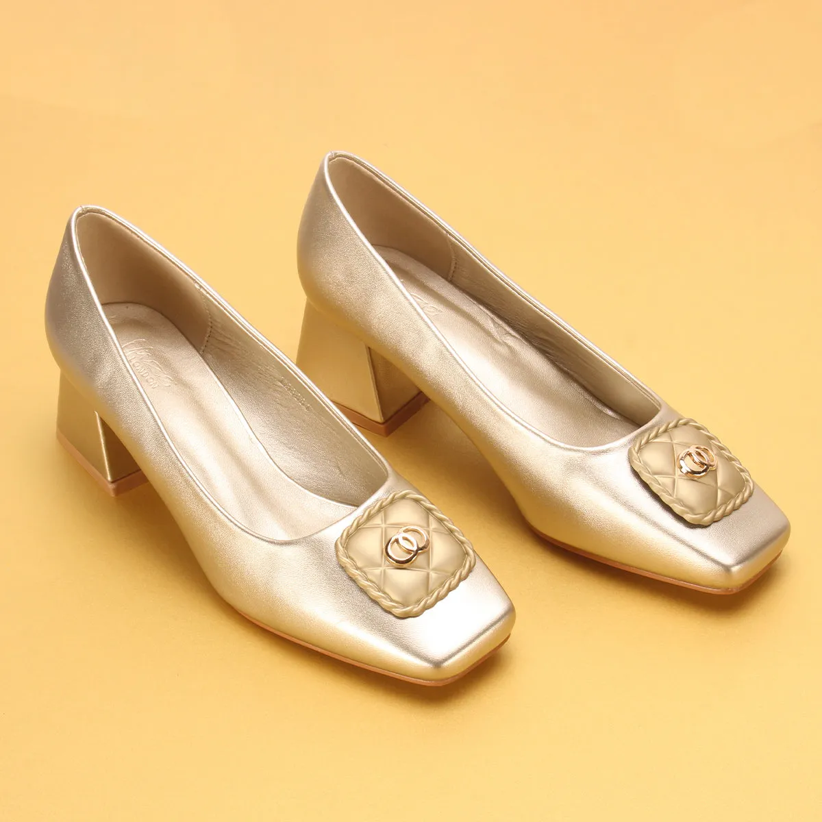 Women's "ARNA" Square Toe Block Heel Courts