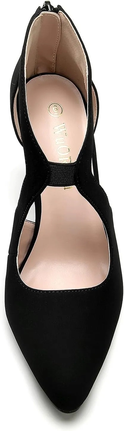 WuORWu Women's Closed Toe Pumps