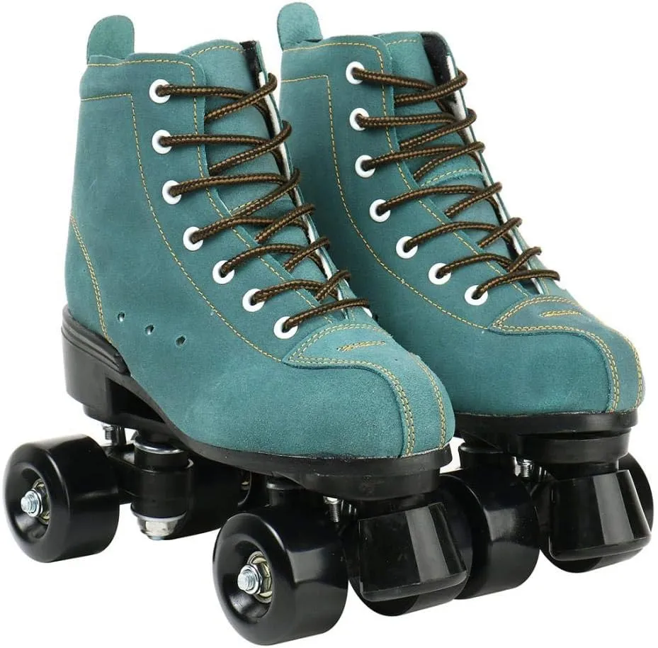 XUDREZ Cowhide Roller Skates for Women and Men High-Top Shoes Double-Row Design,Adjustable Classic Premium Roller Skates