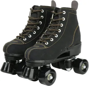 XUDREZ Cowhide Roller Skates for Women and Men High-Top Shoes Double-Row Design,Adjustable Classic Premium Roller Skates