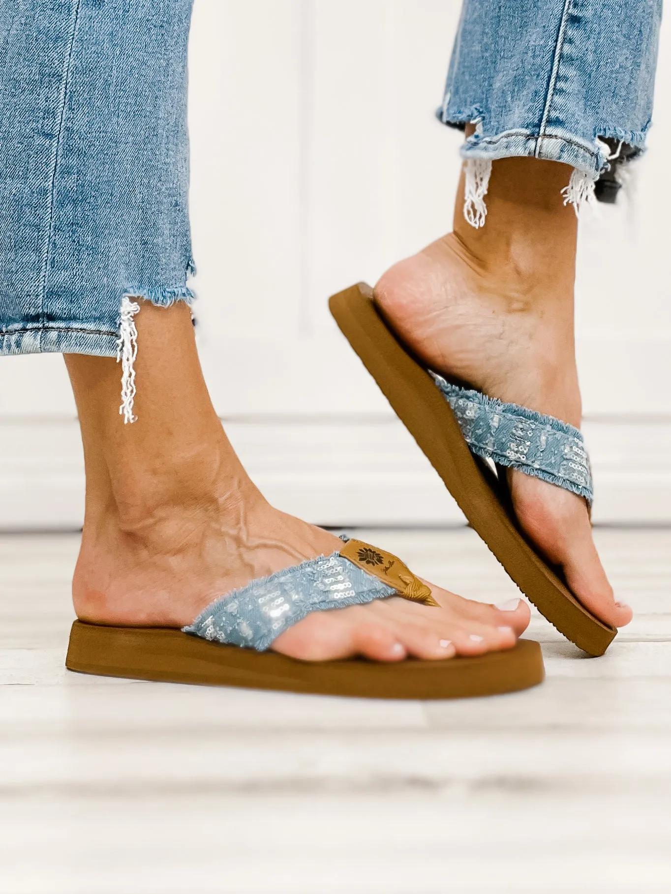 Yellowbox Nayama Flip Flop Shoes in Light Denim