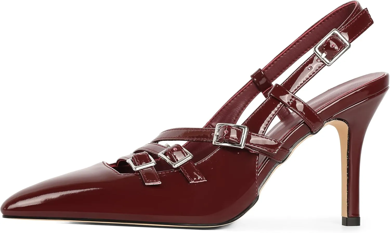 YODEKS Women's Slingback Heels Pointed Toe Buckle Straps High Heel Pumps 3.5 Inch Shoes Size 5-13