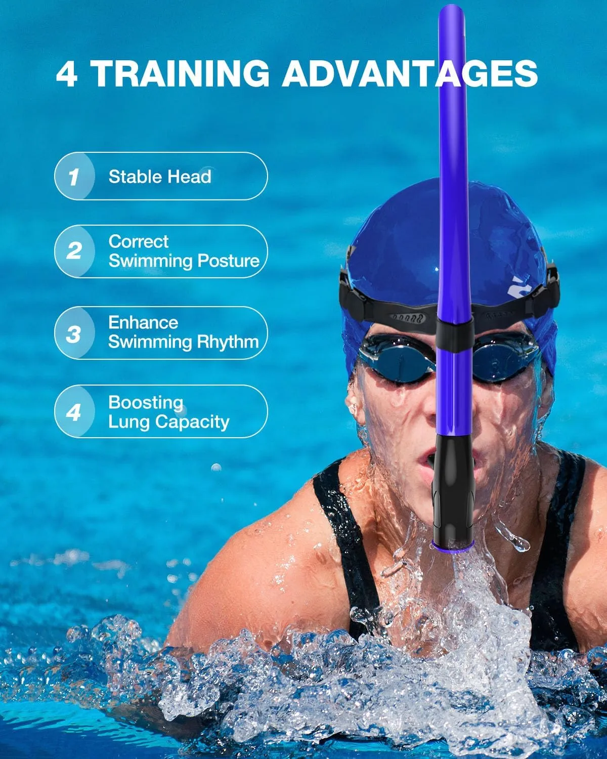 ZIONOR Unisex-Adult Snorkel with Swim Cap, Snorkeling for Lap Swimming Training in Pool and Open Water